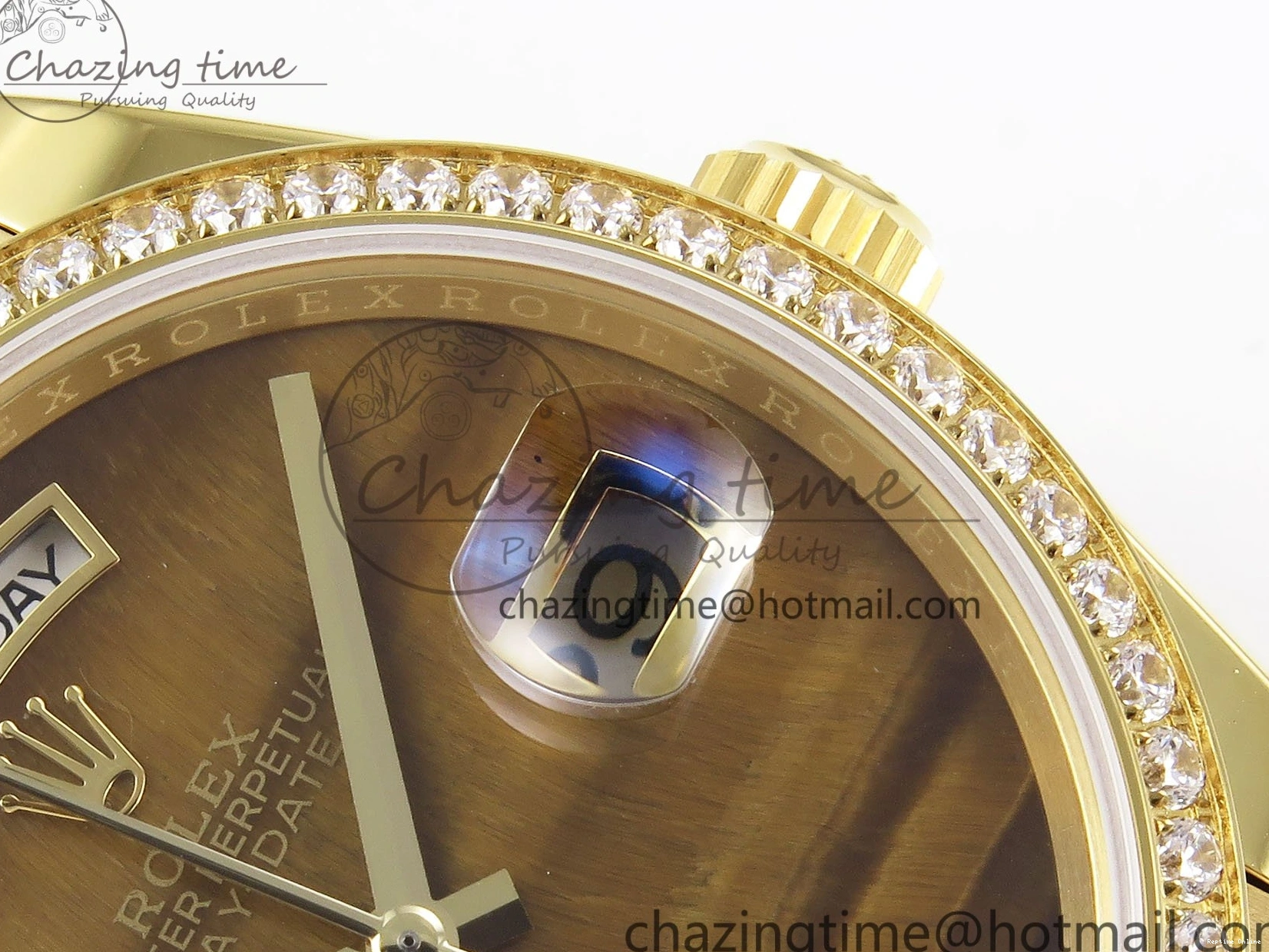 0420 WaterResistant Day Date 36 YG RAF 1:1 Best Edition Brown Oman Dial Diamonds Bezel on YG Bracelet A 1518